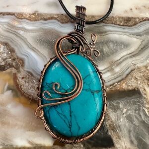 2167 Artisan Turquoise Necklace with Copper Detailing